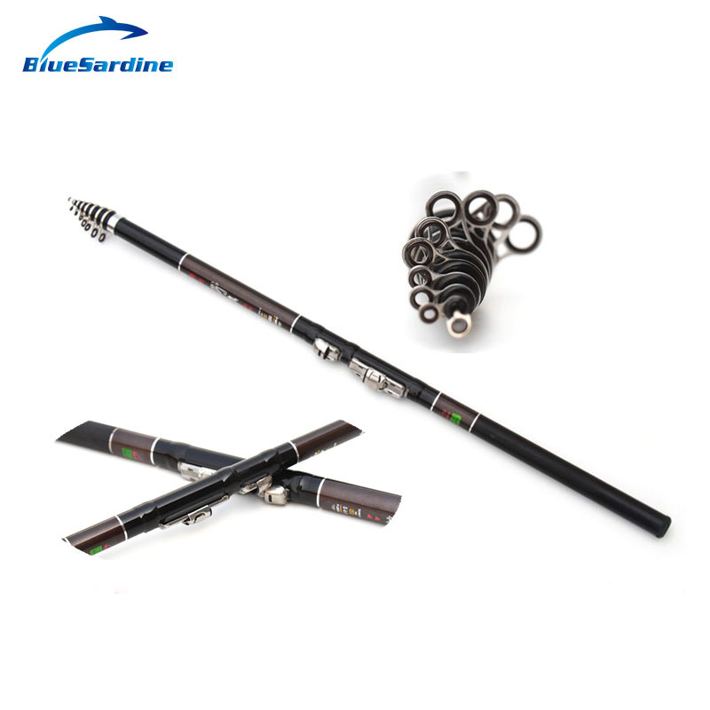 Image of Hot 5.4M Telescopic Fishing Rods Carbon Mixture Rock Spinning Pole Fishing Tackle Free Shipping