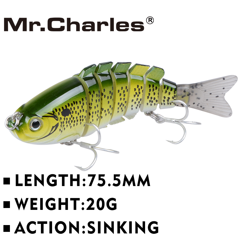 Image of Mr.Charles CMCS 056 fishing lures 75.5mm/20g singking quality professional 7 Segment Swimbait Crankbait Hard Bait