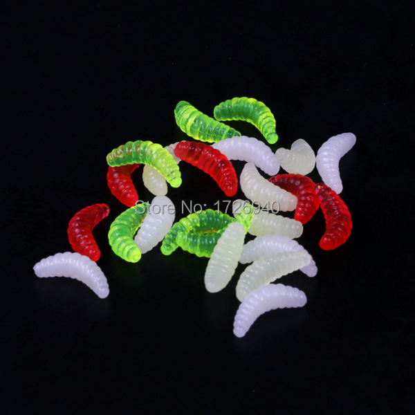 Image of 50pcs/lot smelly/flavored worm lure 0.35g/2cm mealworm soft baits isca artificial carp fishing lure