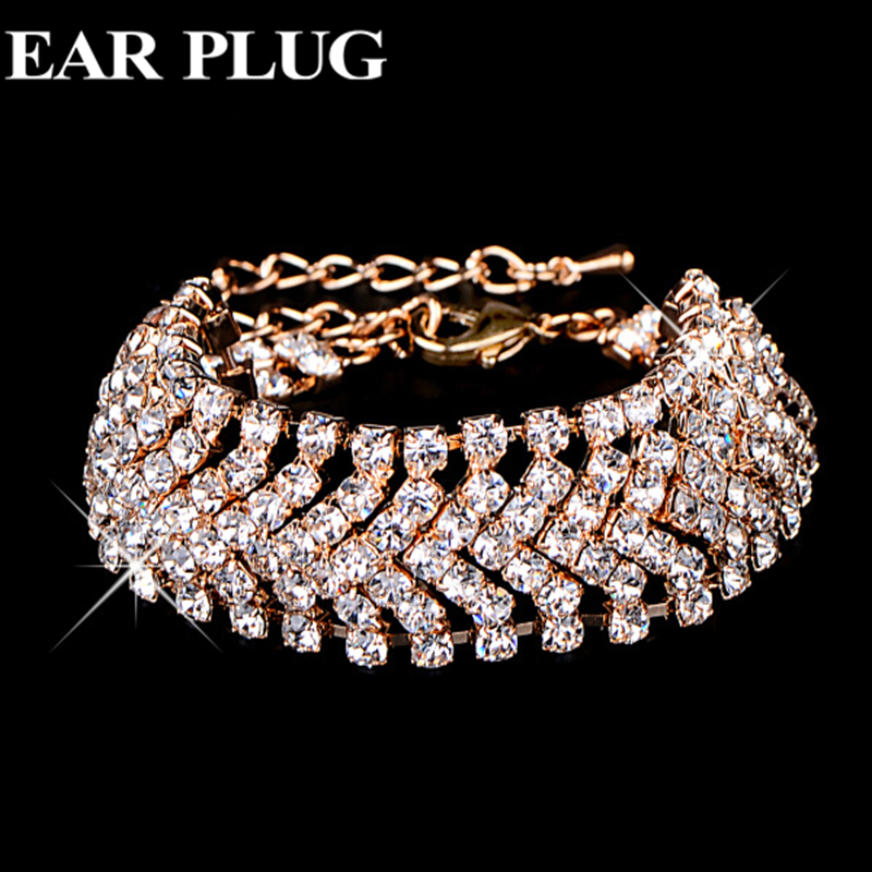 Image of Nomiantion Crystal Bracelets & Bangles Famous Brand Gold Bracelet Femme For Women Wedding Turkish Jewelry Casual Pulseras Mujer