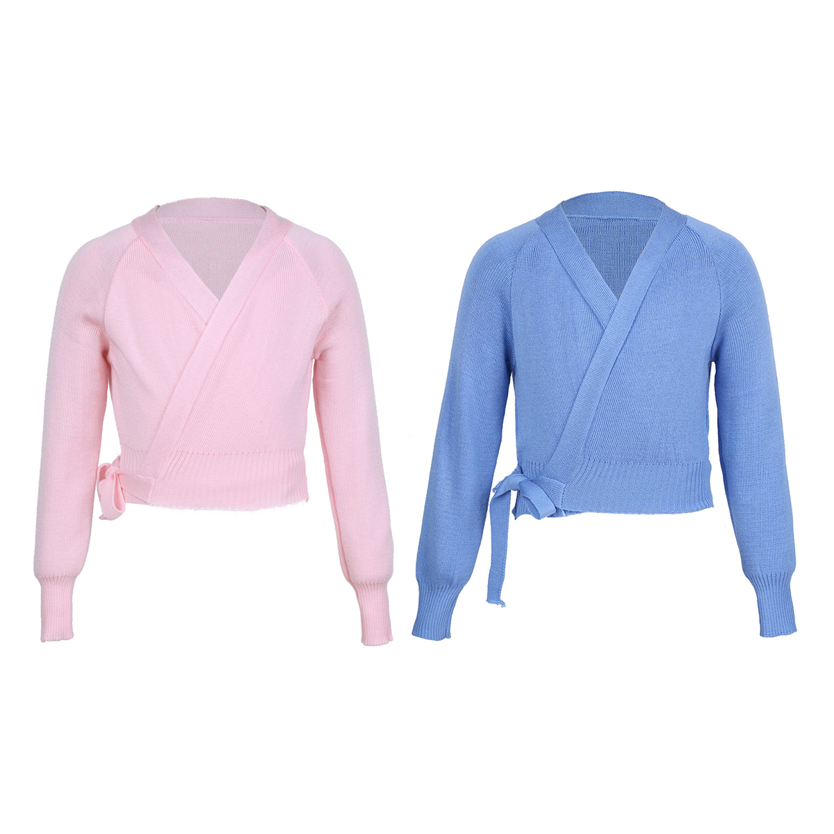 ACSUSS Kids Girls Classic Long Sleeves Knit Wrap Top Ballet Dance Cardigan Leotard Front Knot Sweaters Dress Shrug Coat