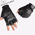 2016 New Genuine Leather Gloves for Men Half finger Black Glove Winter luva Sport Military mens