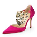 big size 34 43 hot 2016 silk stilettos high heels ladies tassel rhinestone luxury party wedding
