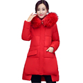 2016 Winter Girls Long Down cotton A Coat Cloak Size Thick Jacket Coat Women Large Fur