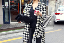 2015 Fashion Plus Size Spring Women s Long Sleeve Plaid Print Open Stitch Belt Peplum Slim