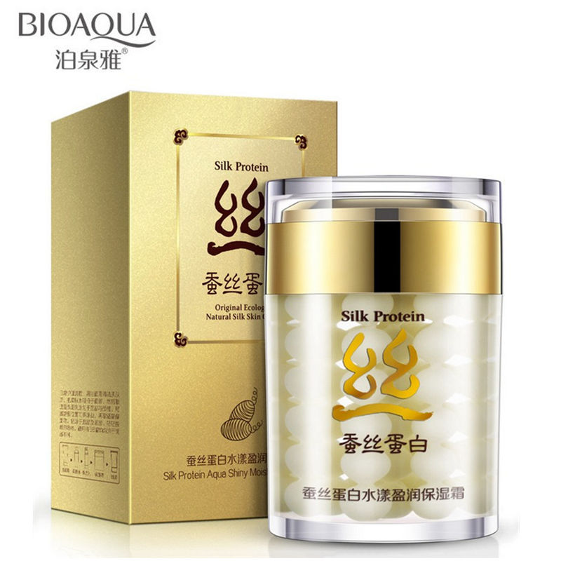 Image of BIOAQUA Brand Silk Protein Deep Moisturizing Face Cream Shrink Pores Skin Care Anti Wrinkle Cream Face Care Whitening Cream 60g