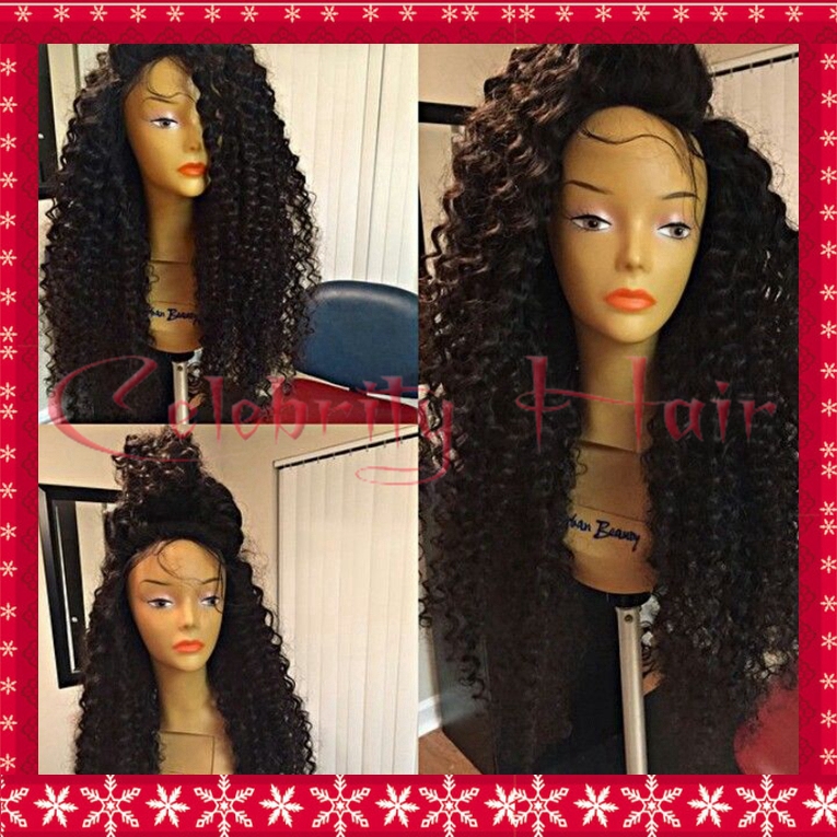 Image of Afro kinky curly synthetic hair lace front wig for black woman 12-26inch off black 1b# heat resistant freeshipping