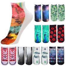 2015 NEW Cartoon 3D Printed Unisex Cute Low Cut Ankle Socks Multiple Colors different patterns Harajuku Men Women Cotton Socks