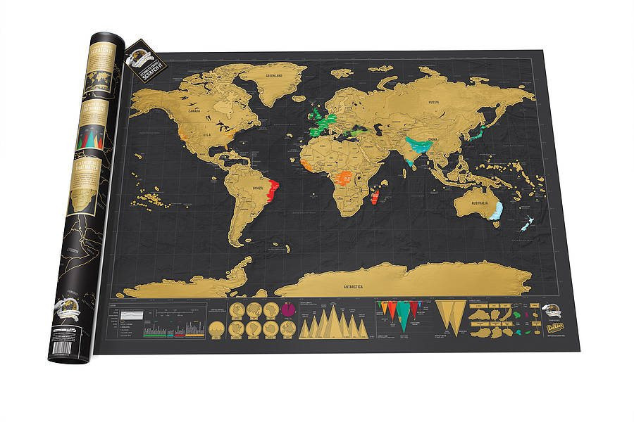 Image of Free Shipping 1Piece In Stock Deluxe Scratch Map / Deluxe Scratch World Map 82.5 x 59.5cm