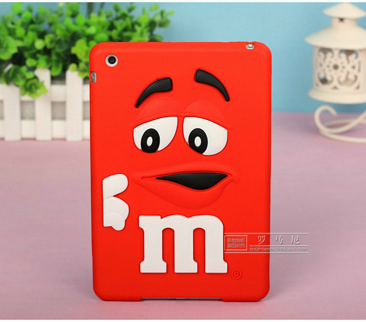 3D Cute cartoon M M Chocolate Bean Candy Rubber Silicone Cases For iPad Mini 1 2