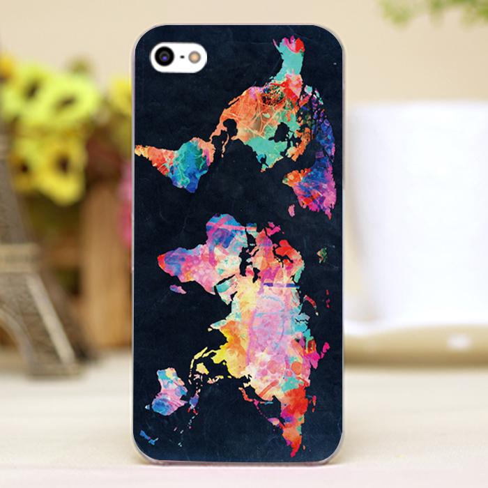 Colorful World map Design Customized transparent font b case b font cover cell font b mobile