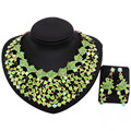 Luxury crystal jewelry 18k gold plated necklace and earrings set with full rhinestones Classic bridal wedding