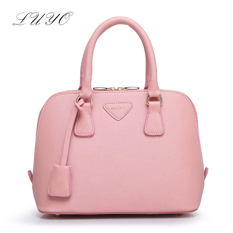 2016 Classic Fashion Woman Shell Luxury Handbags Women Pink Leather Famous Brands Ladies Bags ...