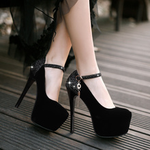 Size 32 42 Fashion Spring Autumn flock women red wedding shoes sexy Round Toe Mary Janes
