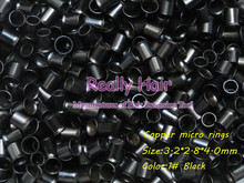 3.2*2.8*4.0mm 1#Black 1000pcs copper flared ring easily locks/copper tube micro link/ring /bead for i tip hair extension