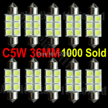 10pcs Xenon White 36mm Festoon 5050 SMD 6 LED C5W Car Auto Interior Dome  Door Light Lamp Bulb Pathway lighting 12V Work Lamp