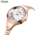 Geya Women Watches Luxury Brand Fashion Quartz watch Rose Gold Women Dress Discolor Flower Dial Bracelet