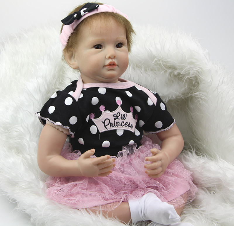 Top Popular 22 Inch Princess Girl Silicone NPK Doll Lifelike Reborn Baby Doll Handmade Newborn Toy Simulation Baby Alive Doll