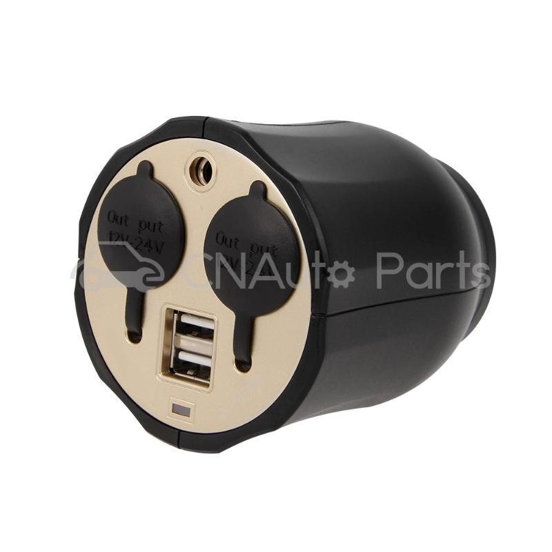 CARCHET Car Cigarette Lighter Cup Holder Power Adapter Dual USB Charger Socket 12V 2.1A