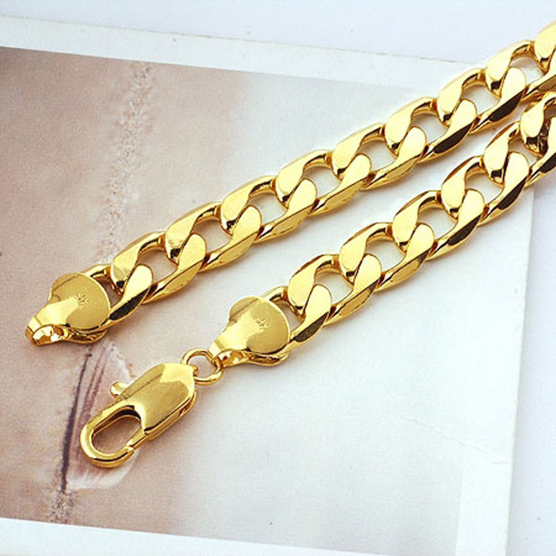Wholesale Heavy Classic Men 14k Yellow Solid Gold Filled Gf Chain Fine Necklace 236inch Free 