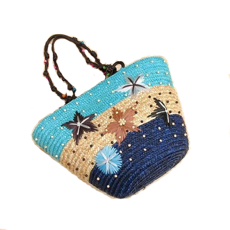 Wholesale 2015 Summer New Arrival Starry Straw Bag Women Handbag Lady Beach Bag Starfish Pattern Women