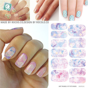 Image of K5711B Water Transfer Foil Nails Sticker Pink Flower Design Nails Stickers Manicure Styling Tools Water Film Paper Decals