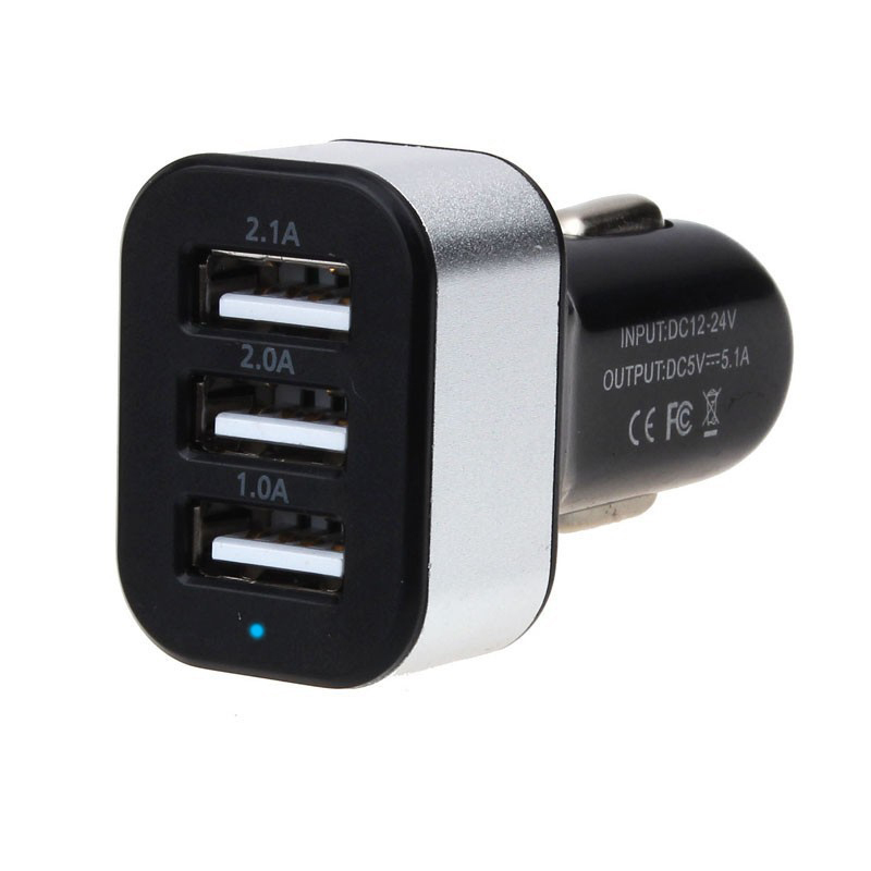 New Universal Vehicle 12V-24V 3Port USB(1A,2A,2.1A) DC Car Charger USB Power Adapter For Cellphone t