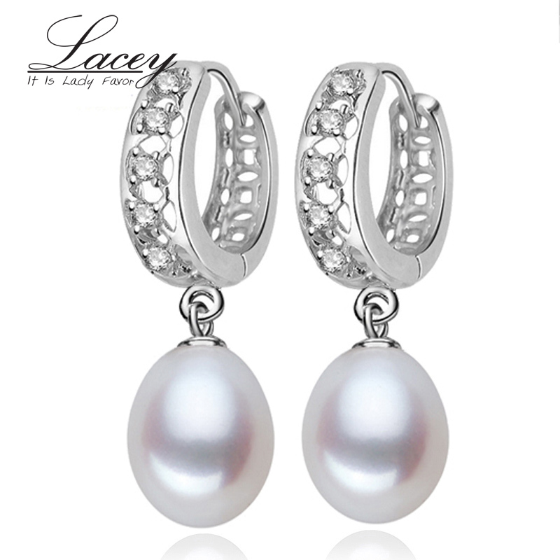 Image of LACEY Real Pearl hoop Earrings, Natural Freshwater pearl earrings For Women with 925 sterling Silver Jewelry Hot Selling
