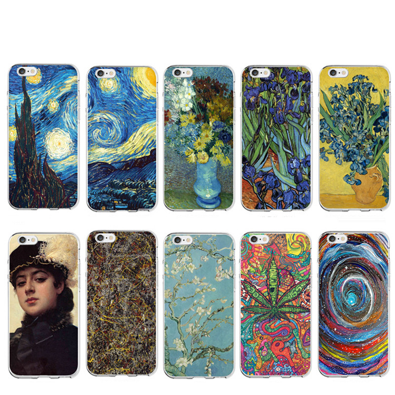 Image of Abstractionism Art Phone Case For Apple iPhone Floral Vincent Van Gogh Starry Sky Oil Painting Design For Iphone 4 5 SE Case