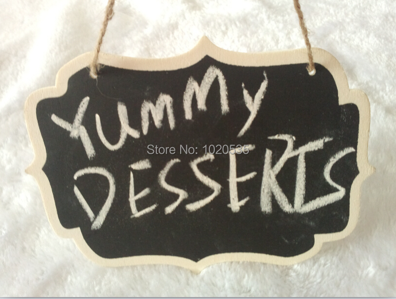 Free Shipping 10 Pieces Brand New Wooden Mini Chalkboard With Rope Fancy Wedding Blackboard Signs Lolly