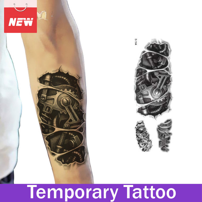 Robot Robotic Arm Mighty Mechanical Fashion Body Art Removable Waterproof Temporary Tattoo Stickers Tatto Designs