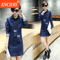 Korean Style Bodycon Long Sleeve Denim Dress Women Fashion Clothing Spring Autumn Wrap Mini Dress 2016