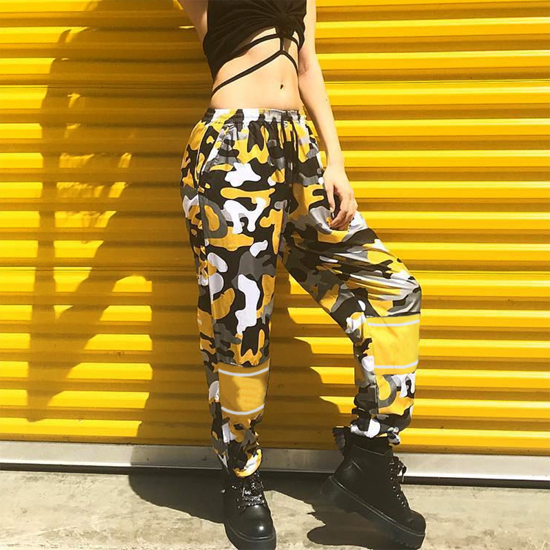 camo cargo pants yellow