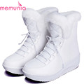 MEMUNIA 2017 new Russia wedges shoes winter snow boots thick fur inside platform shoes woman ankle