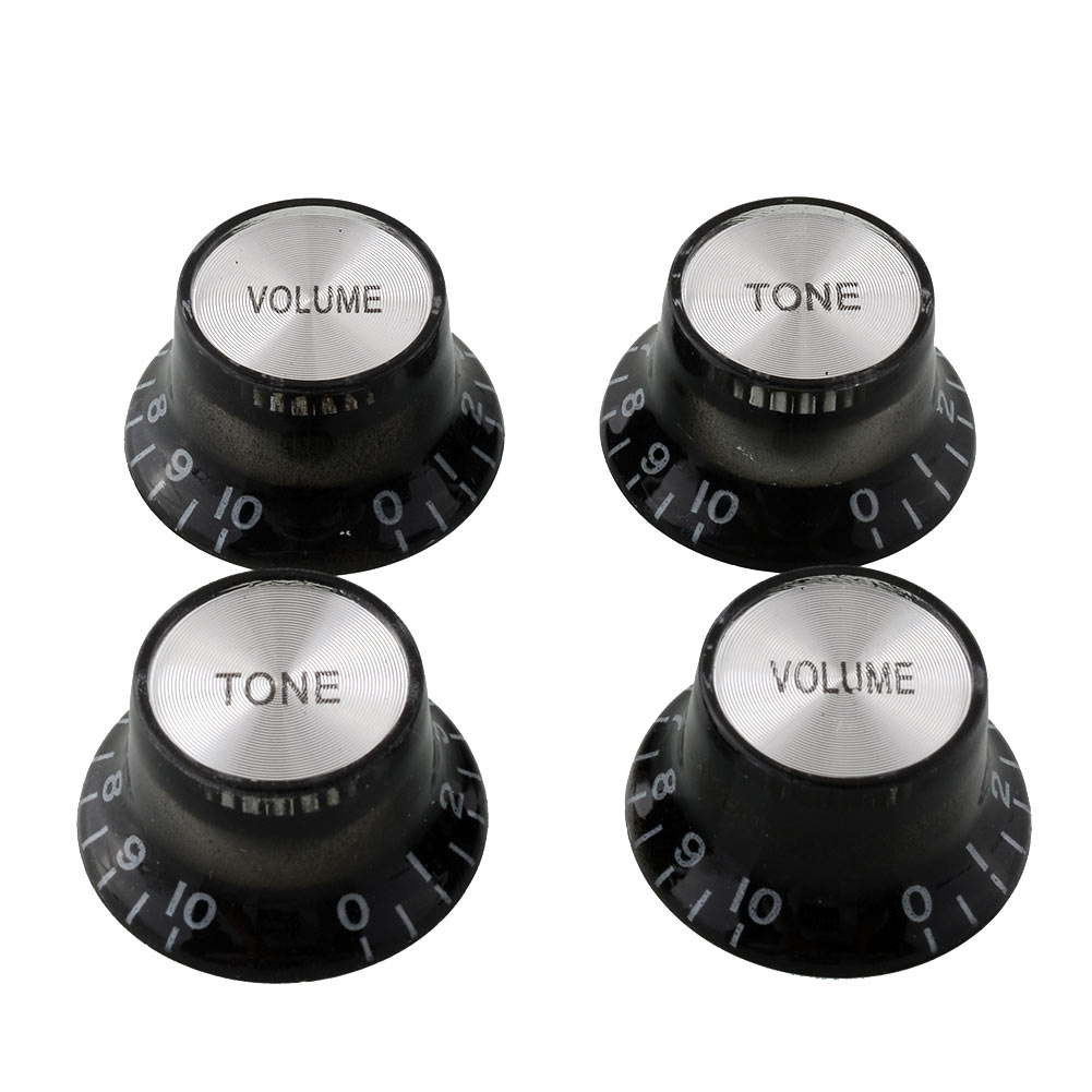 New 4pcs Black Dome Bell Shape Tone Volume Speed Knob Control For Electric Guitar Bass High quality