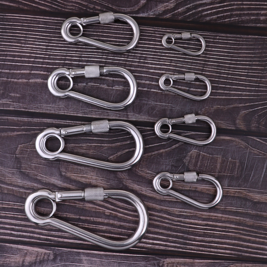 5Pcs/set Spring Lock Carabiner Snap Hook Hanger Locking Clip Keychain Camping TG 