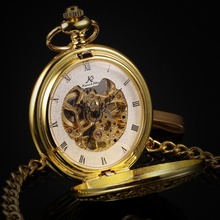 Retro KS Auto Mechanical Skeleton Alloy Golden Case Luxury Copper Key Steampunk Style Pendant Roman Dial