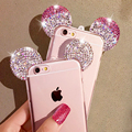HIgh Quality 3D Mickey Mouse Ear Case For iPhone 6 6S 4 7 Inch Rhinestone Ears