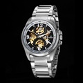 GOER brand Men s mechanical wrist watch male Automatic Luminous Skeleton Stainless Steel waterproof sports watch