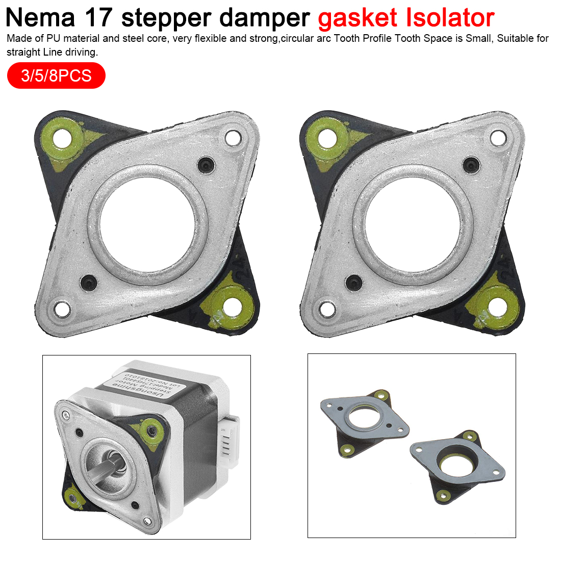 3/5/8 pcs damper gasket isolator stepper motor vibration 3d