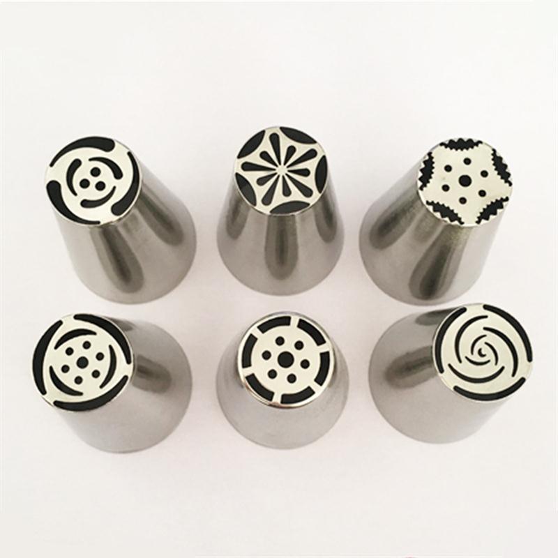 Image of 6 Styles Russian Tulip Stainless Steel Icing Piping Nozzles Pastry Decorating Tips Cake Cupcake Decorator D964
