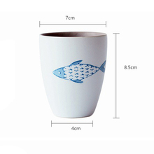 Japanese Style Painted Ceramic Cup Creative Coffee Cup Simple Fish Pattern Mugs Fashion Healthy Small Water