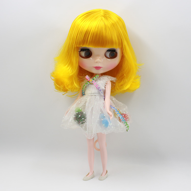Fashion dolls in Doll blyth Yellow short hair with bangs Nude Blyth doll diy toys baby blyth dolls for sale