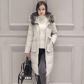 Hot Sale Winter Womens Solid Down Thicking Coats With High Imitated Fox Fur Hat Long Thick