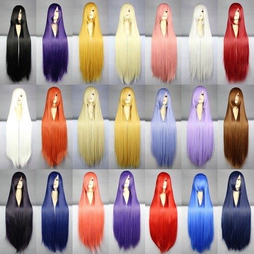Image of 100 Cm Harajuku Anime Cosplay Wigs Young Long Straight Synthetic Hair Wig Bangs Blonde Costume Party Wigs For Women 22 Colors