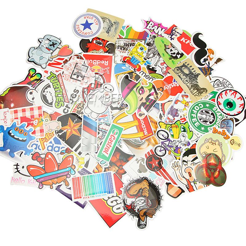 Image of 100 pcs Car stickers for Travel Suitcase Wall Pencil Box Bike Phone Card Sliding Plate of mixed graffiti Car Styling stickers