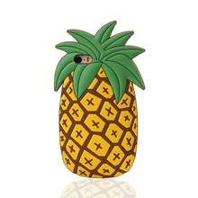 New 3D Cartoon Case Anti Knock Pineapple soft Silicone Yellow Case for iPhone 5 5s 6 6s Plus Coque for Summer Cellphone Case