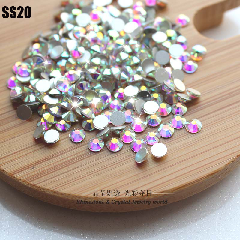 Image of Top quality nail decoration SS20 (4.8-5.0mm)1440pcs crystal AB silver plated Flatback 3D Non Hotfix glue on Nail art rhinestones
