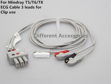 Free Shipping Compatible For Mindray T5/T8 3 ECG Wires Leads,Clip Grabber ,TPU, AHA Patient Monitor ECG Cable 3 Leads Cables