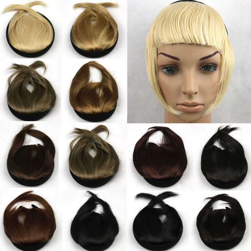 Image of 3 Colors Front Hair Extensions Lace Top Bang Closure Perucas synthetic Hair Brown/Black Franja De Cabelo